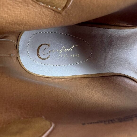 Comfort Womens Brown Fringe Faux Suede Peep Toe Block Heel Size 8 Ankle Bootie - Picture 8 of 9